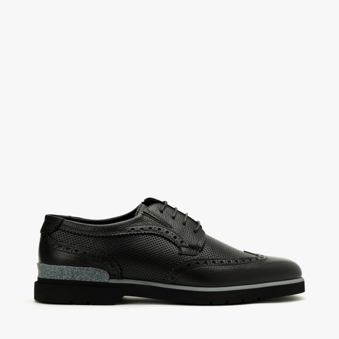 Pantofi Bărbați din Piele Naturală Neagră cu Design Brogue și Talpă Groasă Ușoară, Gianfranco Butteri 48315 [2]