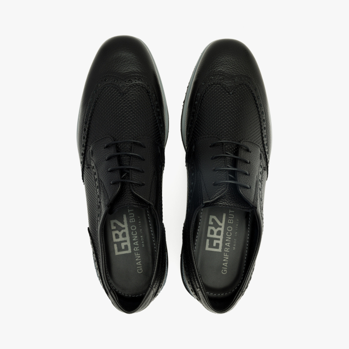 Pantofi Bărbați din Piele Naturală Neagră cu Design Brogue și Talpă Groasă Ușoară, Gianfranco Butteri 48315 [3]