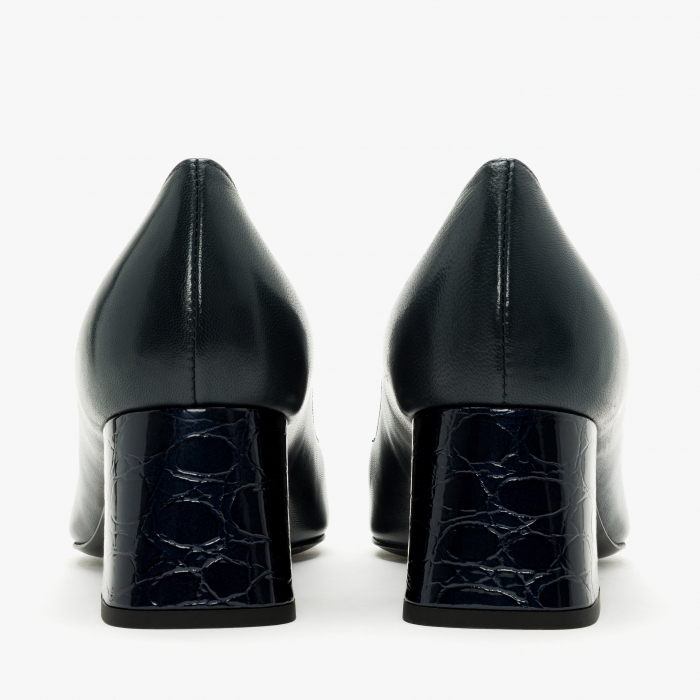 Pantofi Dama Eleganti din Piele, Bleumarin, Toc Gros de 5cm, Accesoriu din Cristale, Accademia 3673 [5]