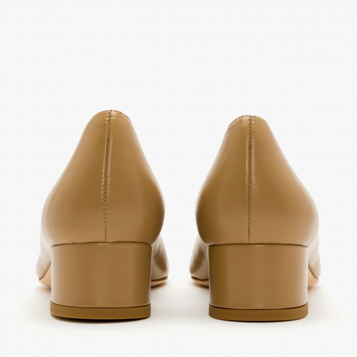 Pantofi Dama Eleganti din Piele, Varf Patrat, Toc Gros de 3 cm, Culoare Havan, Toate Sezoanele, Angelo Giannini 1145 [5]