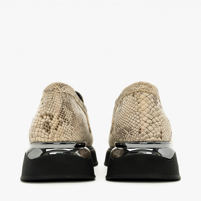 Pantofi Damă Casual, Bej, Piele Imprimată, Ornament Argintiu, Talpa Comoda, LAB Milano by Renzoni 10475484 [5]