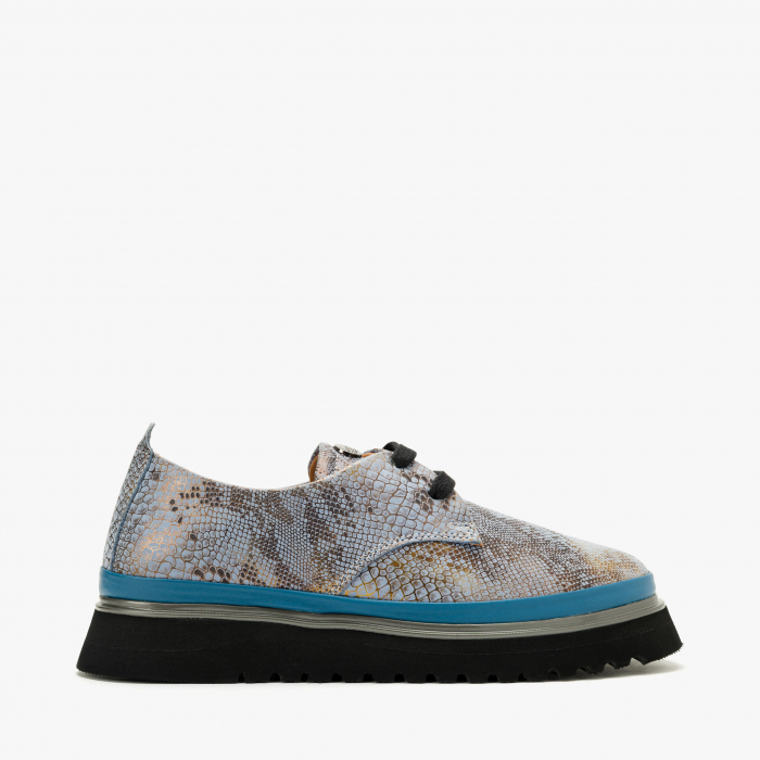 Pantofi Damă Casual, Bleu, Piele Imprimată, Talpa Comoda, Vopsea Sidefata, LAB Milano by Renzoni 241028 [2]