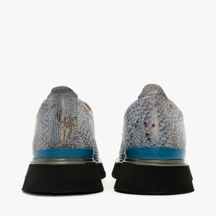 Pantofi Damă Casual, Bleu, Piele Imprimată, Talpa Comoda, Vopsea Sidefata, LAB Milano by Renzoni 241028 [5]