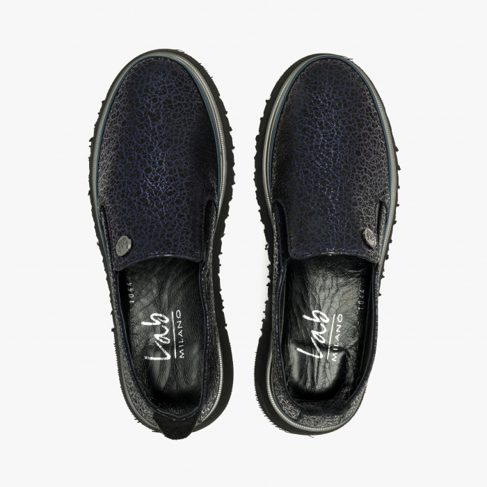 Pantofi Damă Casual, Bleumarin, Piele Imprimată, Talpa Comoda, LAB Milano by Renzoni 241025 [3]