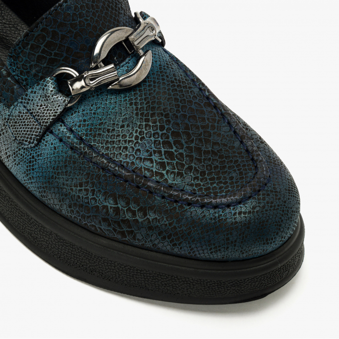 Pantofi Damă Casual, Bleumarin, Vopsea Sidefata, Varf Rotund, Finisaj Imprimat, LAB Milano by Renzoni 10475484 [4]