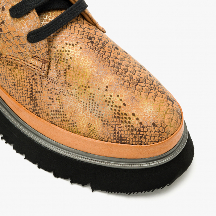 Pantofi Damă Casual, Cognac, Siret, Talpa Cauciuc, Vopsea Sidefata, LAB Milano by Renzoni 241028 [4]