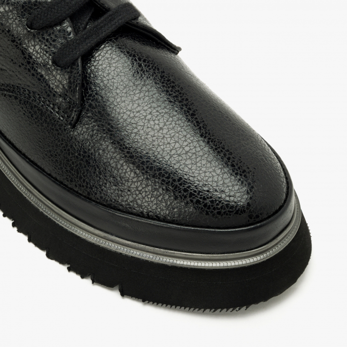 Pantofi Damă Casual, Culoare Neagra, Talpa Comoda de 3 cm, Varf Rotund, Finisaj Imprimat, LAB Milano by Renzoni 241028 [4]