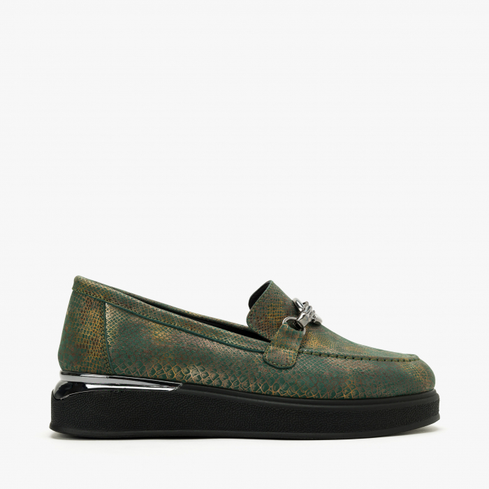 Pantofi Damă Casual, Culoare Verde, Finisaj Imprimat, Talpa Cauciuc de 3 cm, LAB Milano by Renzoni 10475484 [2]