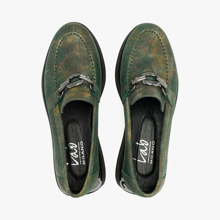 Pantofi Damă Casual, Culoare Verde, Finisaj Imprimat, Talpa Cauciuc de 3 cm, LAB Milano by Renzoni 10475484 [3]