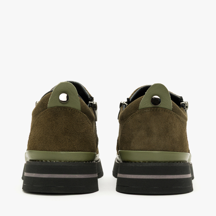 Pantofi Damă Casual din Piele Întoarsă, Oliv, Fermoar Lateral și Talpă Comodă, LAB Milano by Renzoni 0452617 [5]