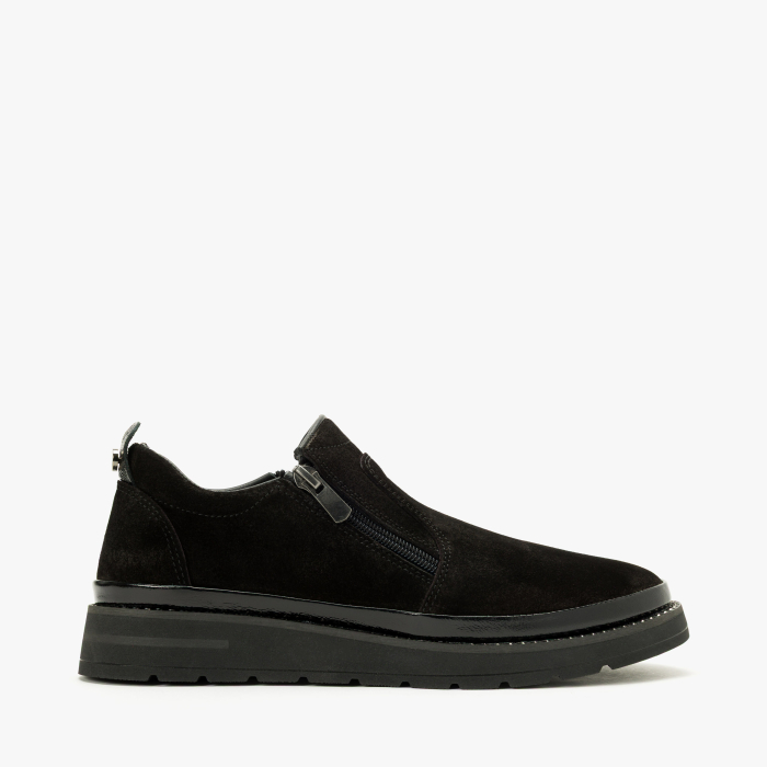 Pantofi Damă Casual din Piele Întoarsă, Negru, Fermoar pe Ambele Părți și Talpă Comodă, LAB Milano by Renzoni 0452617 [2]
