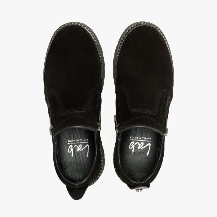 Pantofi Damă Casual din Piele Întoarsă, Negru, Fermoar pe Ambele Părți și Talpă Comodă, LAB Milano by Renzoni 0452617 [3]
