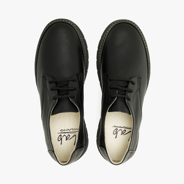 Pantofi Dama Casual din Piele Naturala Neagra, Tinte Metalice Decorative, Sireturi, Talpa Comoda de 3 cm, LAB Milano by Renzoni 2288552 [3]