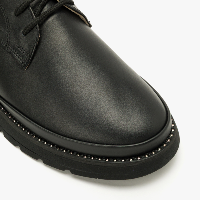 Pantofi Dama Casual din Piele Naturala Neagra, Tinte Metalice Decorative, Sireturi, Talpa Comoda de 3 cm, LAB Milano by Renzoni 2288552 [4]