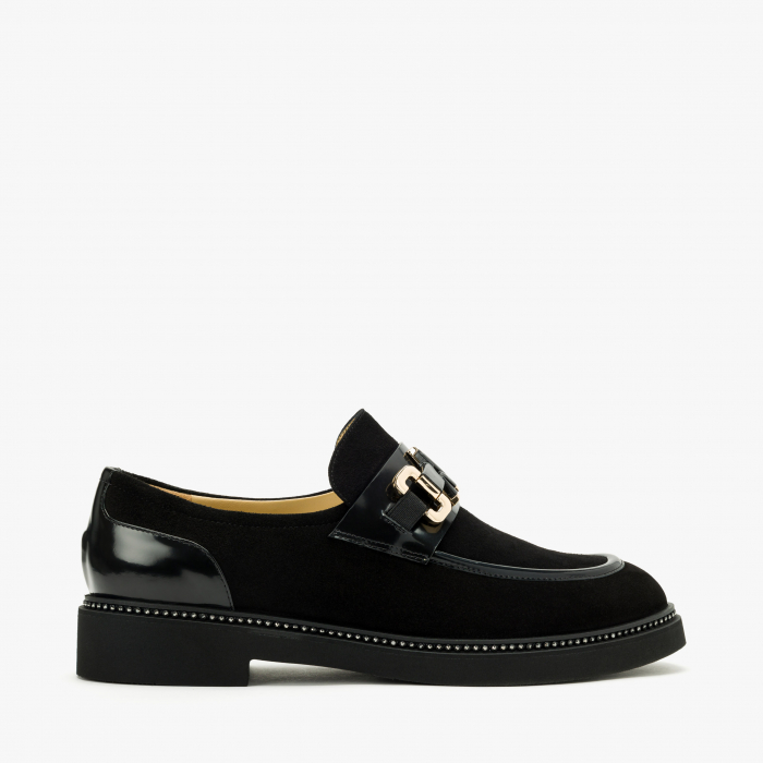 Pantofi Damă Casual/Elegant, Negru, Piele Intoarsa / Piele Lacuita, Spuma Presata + Talpa de Cauciuc, Accademia 3743 [2]