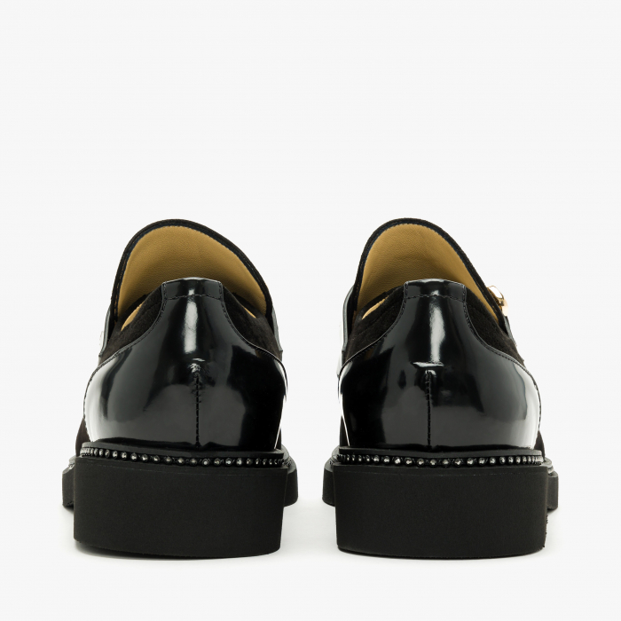 Pantofi Damă Casual/Elegant, Negru, Piele Intoarsa / Piele Lacuita, Spuma Presata + Talpa de Cauciuc, Accademia 3743 [5]