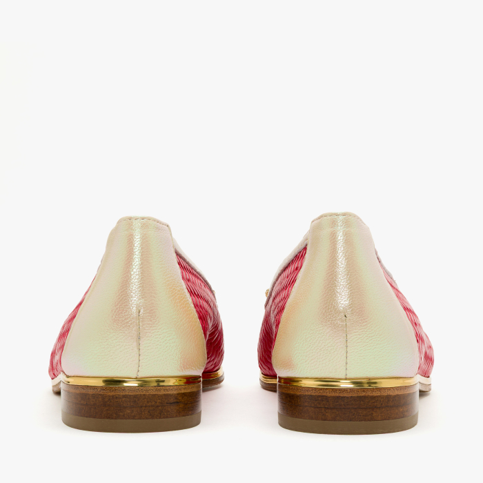 Pantofi Dama Casual Eleganti, Culoare Rosie, Piele Naturala Perforata, Aplicatie Fructe cu Cristale si Fundita Decorativa, Renzoni 5814 [5]