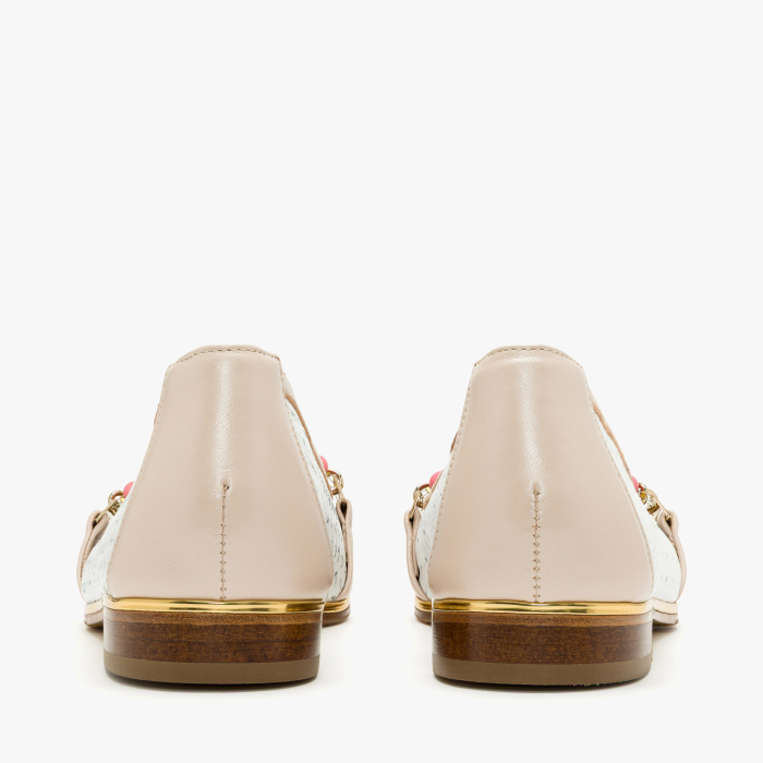 Pantofi Dama Casual Eleganti, Piele Naturala Alba Perforata si Impletita, Margele Multicolore, Talpa Joasa 1 cm, Renzoni 5814 [5]