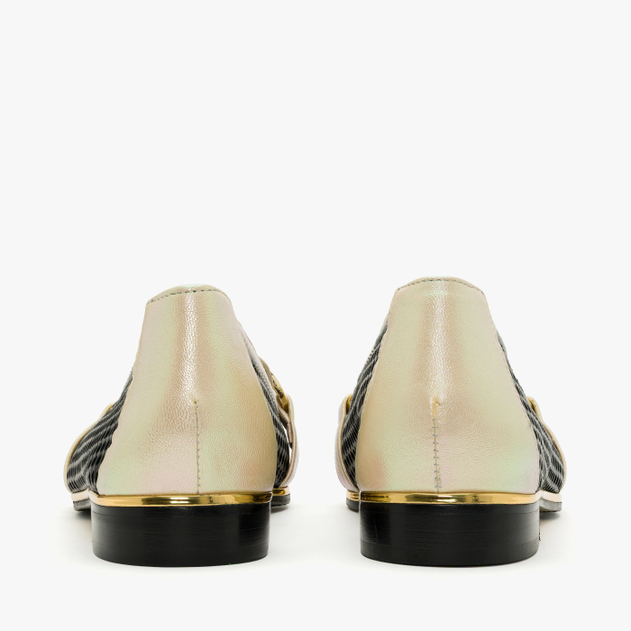 Pantofi Dama Casual / Eleganti, Piele Naturala Perforata, Negru, Accesoriu Tip Lant, Toc Comod 1 cm, Renzoni 5813 [5]