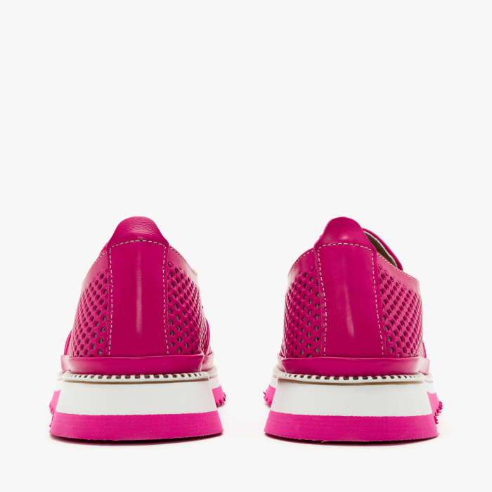 Pantofi Dama Casual Fuxia, Piele Perforată, Talpa Comoda 3 cm, LAB Milano by Renzoni 0812Y2411 [5]
