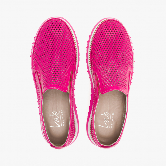 Pantofi Dama Casual Fuxia, Piele Perforată, Talpa Comoda 3 cm, LAB Milano by Renzoni 0812Y2411 [3]