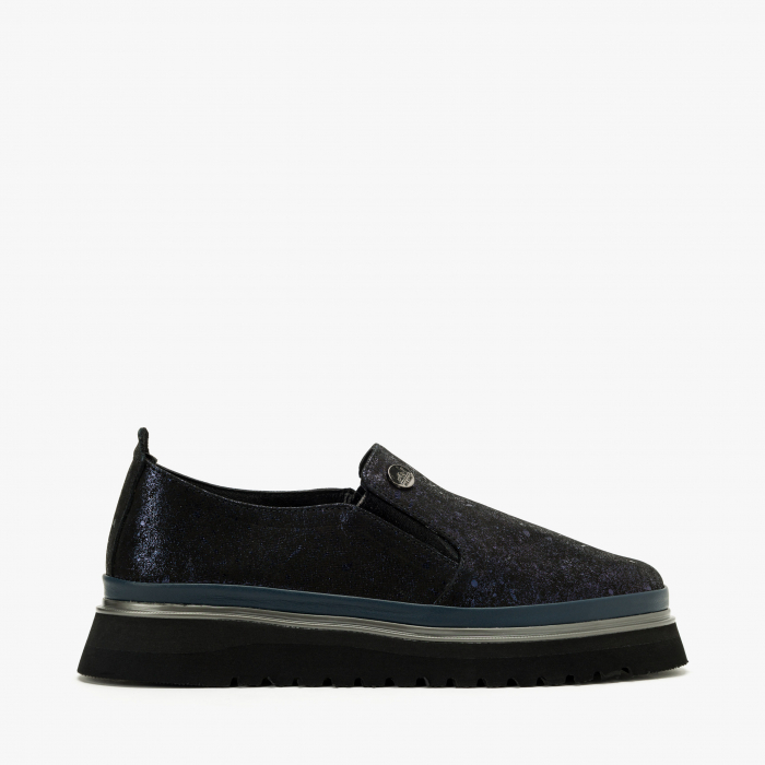Pantofi Dama Casual, Bleumarin, Piele Imprimata, Talpa Comoda din Cauciuc, 3 cm, LAB Milano by Renzoni 241029 [2]