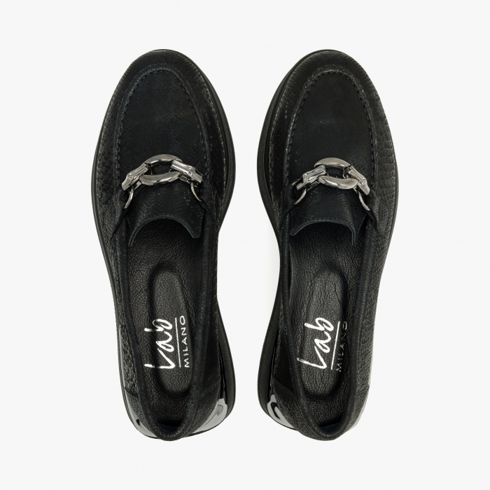 Pantofi Damă Casual, Negru, Accesoriu pe Zona de Toc, Ornamente Argintii, LAB Milano by Renzoni 10475484 [3]