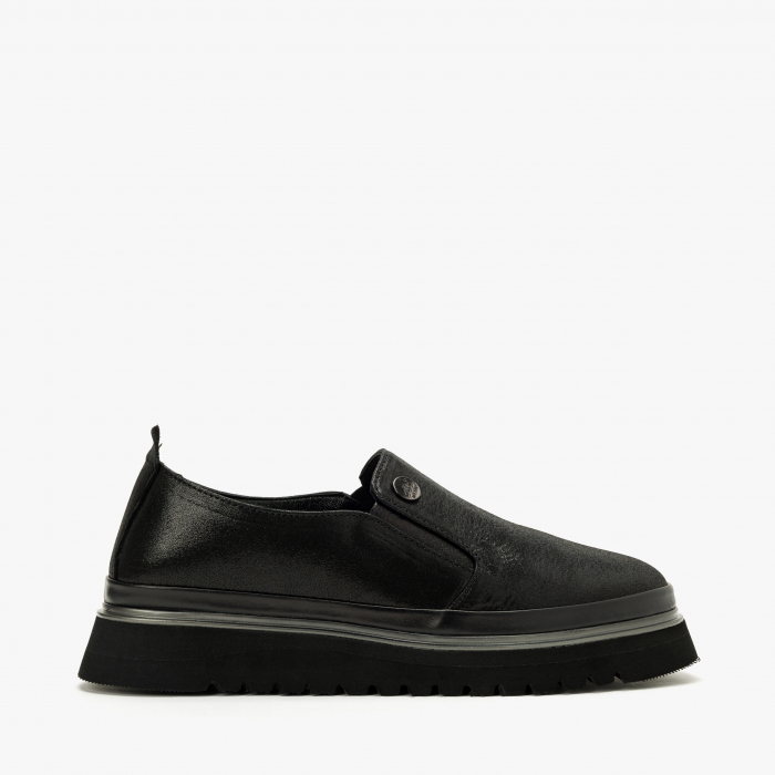 Pantofi Damă Casual, Negru, Piele Imprimată, Varf Rotund, LAB Milano by Renzoni 241025 [2]