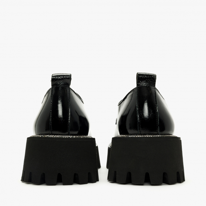 Pantofi Damă Casual, Negru, Piele Lăcuită, Bordură din Cristale, Toc Comod, LAB Milano by Renzoni 3124 [5]