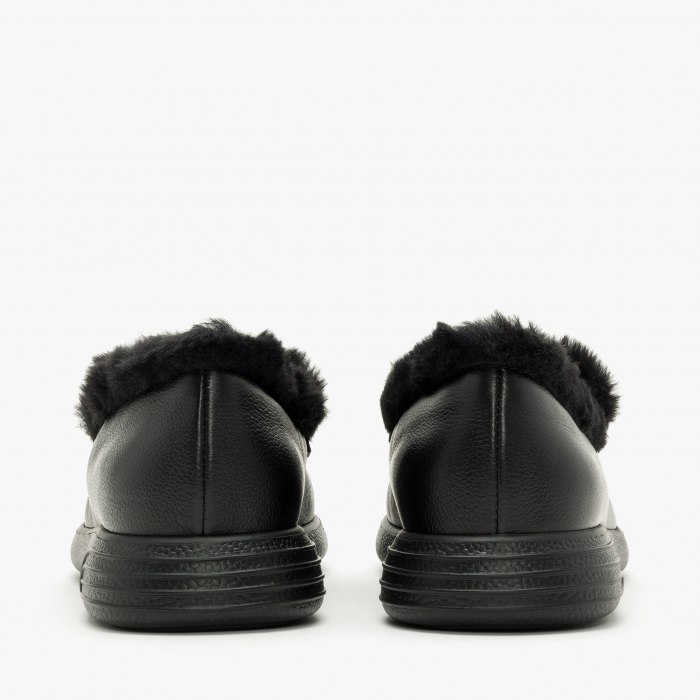 Pantofi Dama Casual, Negru, Talpă Comodă 2 cm, Ornament cu Cristale, Piele cu Blana, Giovanni Fabiani 24440 [5]