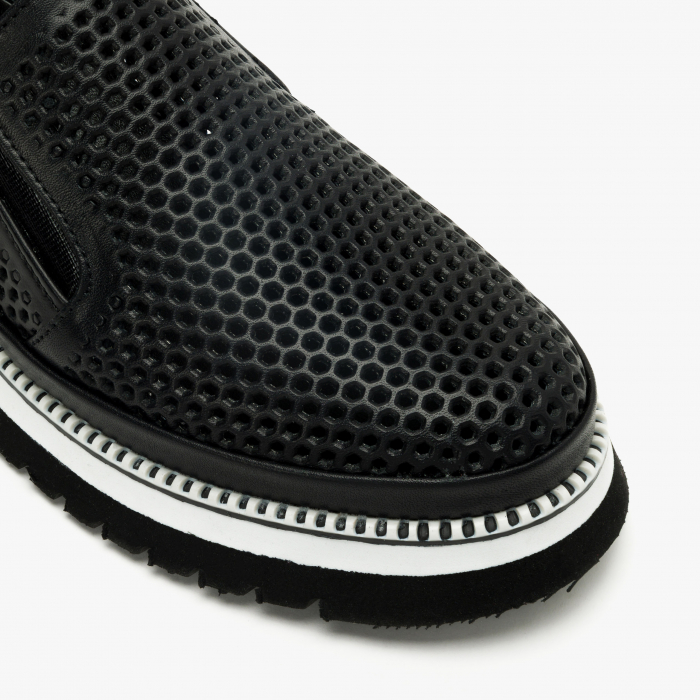 Pantofi Dama Casual Negru, Talpa Comoda 3 cm, Piele Perforată, LAB Milano by Renzoni 0812Y2411 [4]