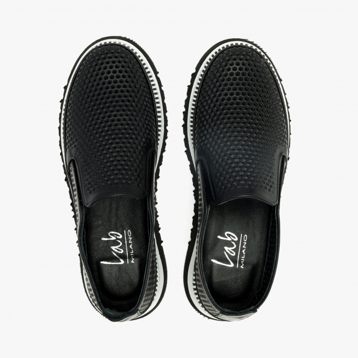 Pantofi Dama Casual Negru, Talpa Comoda 3 cm, Piele Perforată, LAB Milano by Renzoni 0812Y2411 [3]