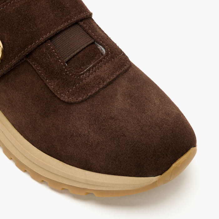 Pantofi Dama Casual Imblaniti, Piele Intoarsa Maro, Guler Imblanit, Accesoriu Metalic, Talpa Ortopedica de 4 cm, LAB Milano by Renzoni 9038 [4]