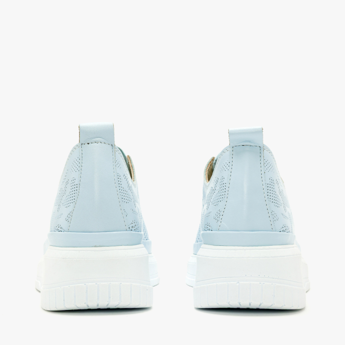 Pantofi Dama Casual Slip-On, Piele Naturala Bleu Stantata, Talpa Groasa 4 cm si Aplicatie cu Cristal, LAB Milano by Renzoni G3526344 [5]