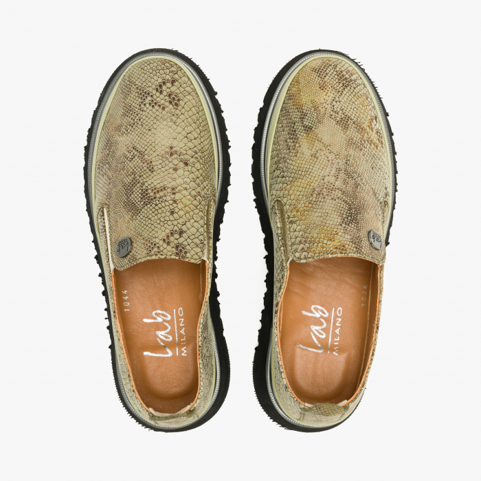 Pantofi Damă Casual, Verde, Piele Imprimată, Talpa Comoda, Cauciuc, LAB Milano by Renzoni 241025 [3]