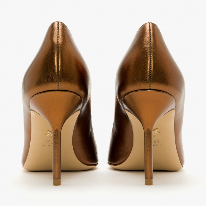 Pantofi Damă Eleganți din Piele, Culoare Cupru Metalizat, Fundă Decorativă, Toc Subțire, Giorgio Fabiani 241059 [5]