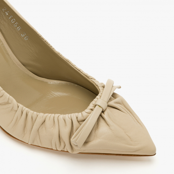 Pantofi Dama din Piele de Culoare Crem cu Funda din Piele, Giorgio Fabiani 241058 [4]