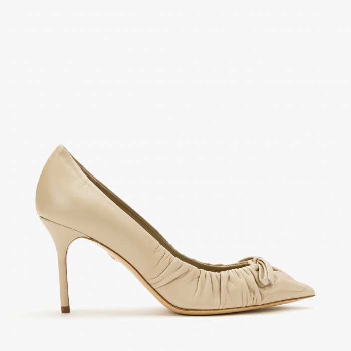 Pantofi Dama din Piele de Culoare Crem cu Funda din Piele, Giorgio Fabiani 241058 [2]