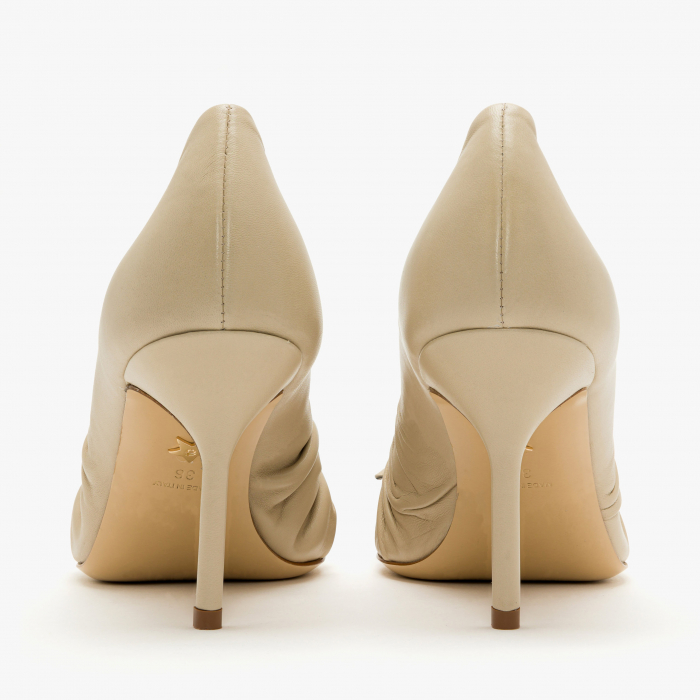 Pantofi Dama din Piele de Culoare Crem cu Funda din Piele, Giorgio Fabiani 241058 [5]