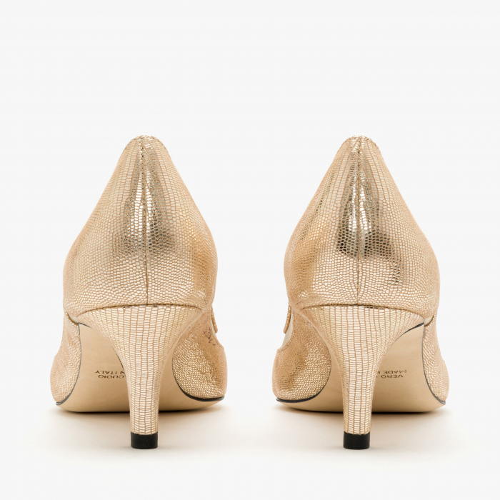 Pantofi Dama Eleganți Auriu, Toc Subțire și Detalii în Nabuc/Plasă, Accademia 3701/2024 [5]