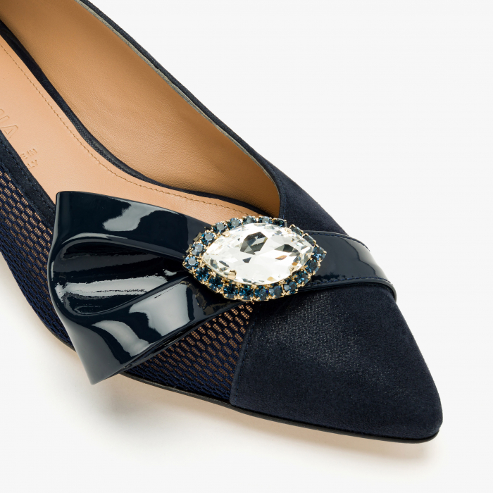 Pantofi Dama Eleganți, Bleumarin, Toc Comod 3 cm, Cristale Swarovski, Accademia 3700/2024 [4]