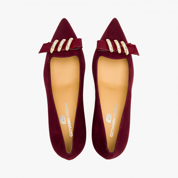Pantofi Damă Eleganți, Bordo, Piele Întoarsă, Toc Subțire 7 cm, Giovanni Fabiani 24274 [3]