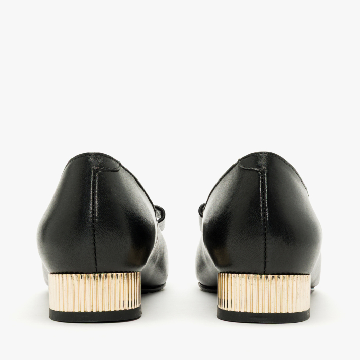 Pantofi Dama Eleganti din Piele Naturala Neagra, Toc Comod 2 cm, Varf Ascutit, Cristale Negre, Renzoni 8885 [5]