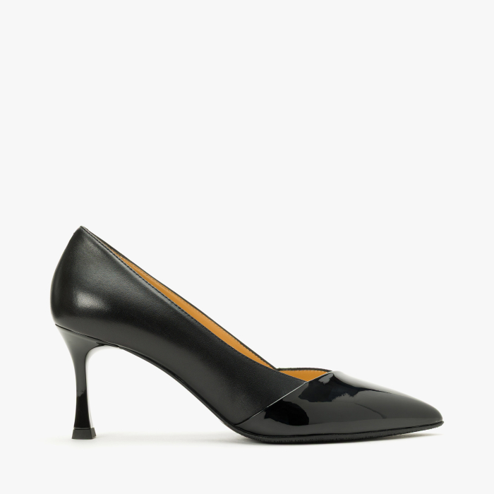 Pantofi Damă Eleganți, Piele Neagra, Piele/Lac/Piele Intoarsa, Toc Subtire, Giovanni Fabiani 25313 [2]