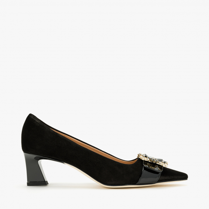 Pantofi Dama Eleganți Negri, Toc Comod 5 cm, Piele Întoarsă, Accademia 3703/2024 [2]