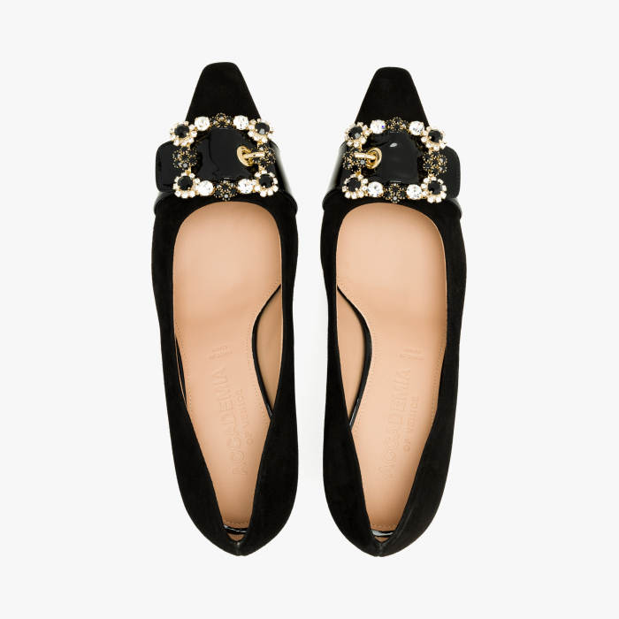 Pantofi Dama Eleganți Negri, Toc Comod 5 cm, Piele Întoarsă, Accademia 3703/2024 [3]