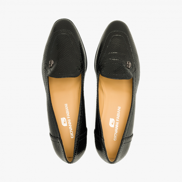 Pantofi Dama Eleganti, Negru, Cristale Inserate pe Toc, Piele Stantata, Giovanni Fabiani 24467 [3]