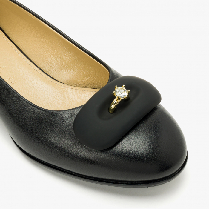 Pantofi Damă Eleganți, Negru, Toc Comod 2 cm, Accesoriu Tip Inel, Toate Sezoanele, Accademia 3727 [4]