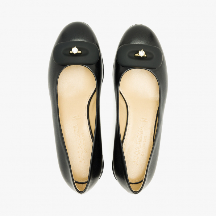 Pantofi Damă Eleganți, Negru, Toc Comod 2 cm, Accesoriu Tip Inel, Toate Sezoanele, Accademia 3727 [3]
