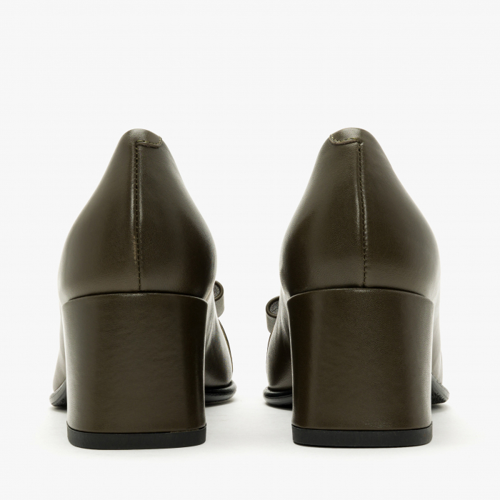 Pantofi Dama Eleganti, Oliv, Toc Gros 6 cm, Piele Naturala, Accesoriu Logo, Giovanni Fabiani 24411 [5]